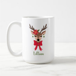 Caneca De Café Girly Reindeer Personalizada