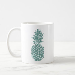 Caneca De Café Girly Teal Glitter Pineapple Sparkle