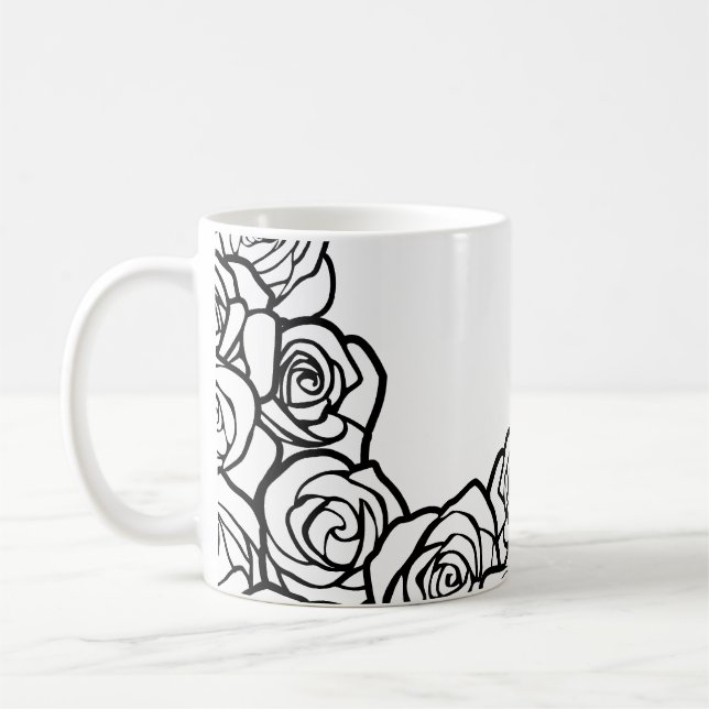 Caneca De Café Girly Vintage - rosas brancas (Esquerda)