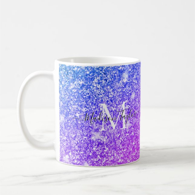 Caneca De Café Giry Purple e Pink Glitter Monographic Name    (Esquerda)
