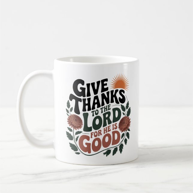 Caneca De Café Give Thanks - Christian (Esquerda)