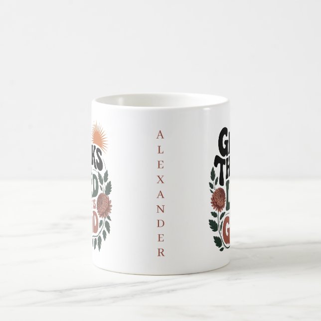 Caneca De Café Give Thanks - Personalized Christian (Centro)