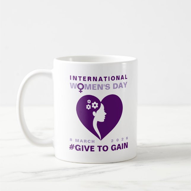 Caneca De Café Give To Gain International Women's Day 2026 (Esquerda)