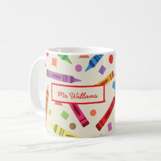 Caneca De Café Giz de Cera Colorido Escolar com Formas Nome do Pr