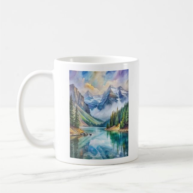 Caneca De Café Glaciar National Park Watercolor (Esquerda)