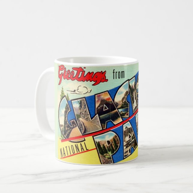 Caneca De Café Glacier Park Greetings Postcard (Frente Esquerda)