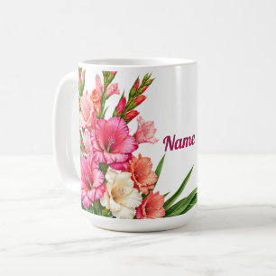 Caneca De Café Gladiolus Flor de Nascimento de Agosto Personaliza