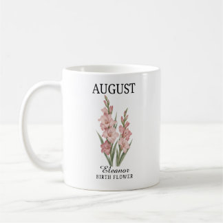Caneca De Café Gladiolus Flor de Nascimento de Agosto Personaliza