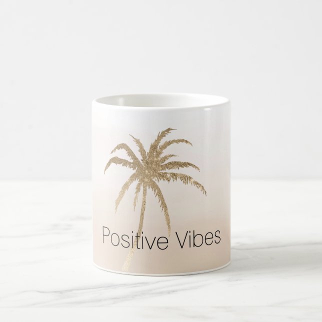 Caneca De Café Glam Dourado Tropical Palm Tree Ombre (Centro)