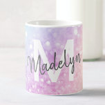 Caneca De Café Glam Iridescente, Colorida Personalizada com Lâmpa<br><div class="desc">Personalize facilmente este elegante padrão colorido de brilho com seu nome personalizado e/ou monograma.</div>