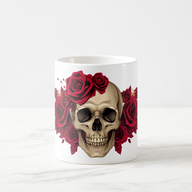 Caneca De Café Glam Skull Mug | Elegant Gothic Halloween Cup (Centro)