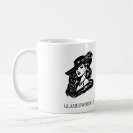 Caneca De Café Glam Woman with Cat Fashion Illustration