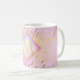 Caneca De Café Glama de Impressão Dourada Rosa Brilhante bonito