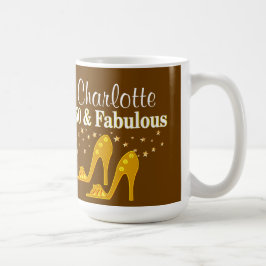CANECA DE CAFÉ GLAMOROSO DOURADO PERSONALIZADO 50º ANIVERSÁRIO MU