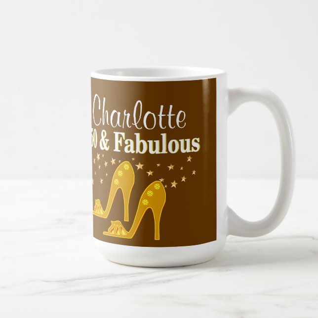 CANECA DE CAFÉ GLAMOROSO DOURADO PERSONALIZADO 50º ANIVERSÁRIO MU (Direita)