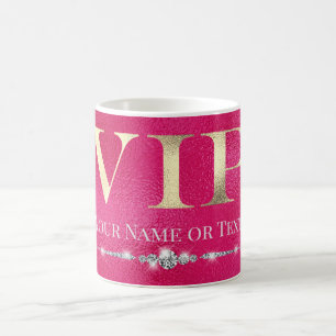 Caneca De Café Glamoroso Gold VIP em Rosa Quente