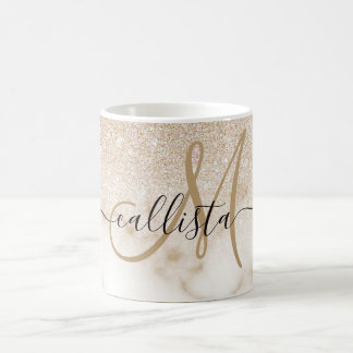 Caneca De Café Glamoroso Ombro Dourado de Gradiente de Mármore Br