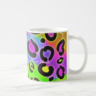 Caneca de Café Glamour Colorido Leopardo Guepardo 