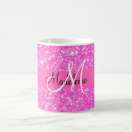 Caneca De Café Glamour Girl Hot Pink Glitter
