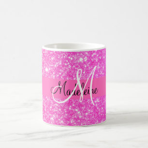 Caneca De Café Glamour Girl Hot Pink Glitter