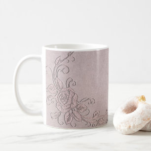 Caneca De Café Glâmour Rústico Vintage Elegante Rosa Shabby Chic
