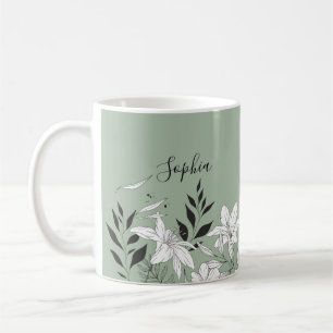 Caneca De Café Glamourous elegante preto e branco monograma m