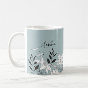 Caneca De Café Glamourous elegante preto e branco monograma m