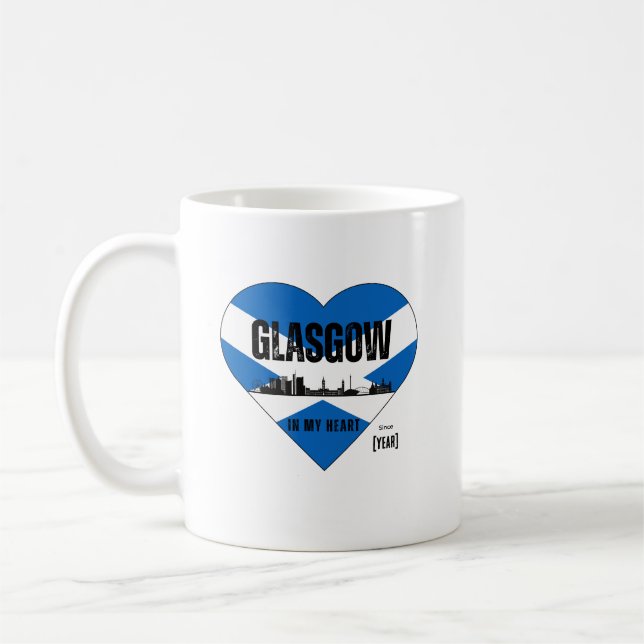 Caneca De Café Glasgow Scotland Skyline Heart - Desde [Ano] (Esquerda)