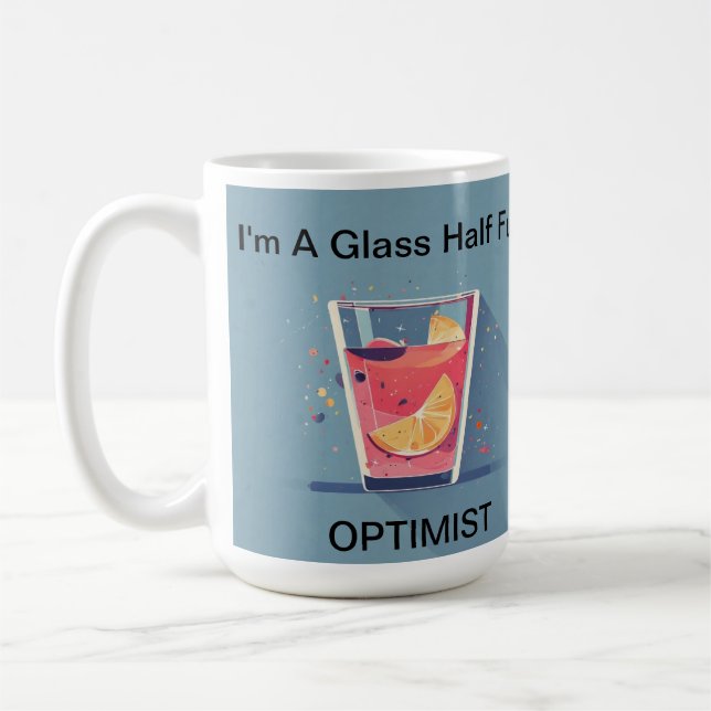 Caneca De Café Glass Half Cheio Otimista Happy Mug (Esquerda)