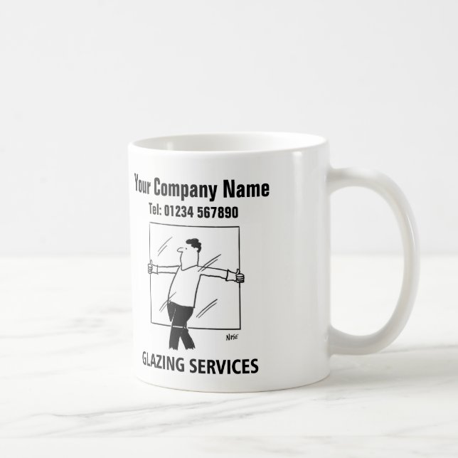 Caneca De Café Glazing Services Glass Cutting Windows Cartoon Mug (Direita)