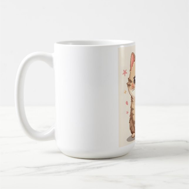 Caneca De Café Gleeful Cat: Bela Arte Kawaii Kitten para Qualquer (Esquerda)