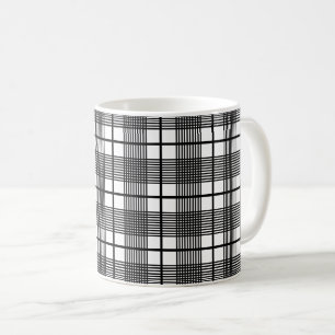 Caneca De Café Glen Pequeno Padrão de Xadrez Preto e Branco