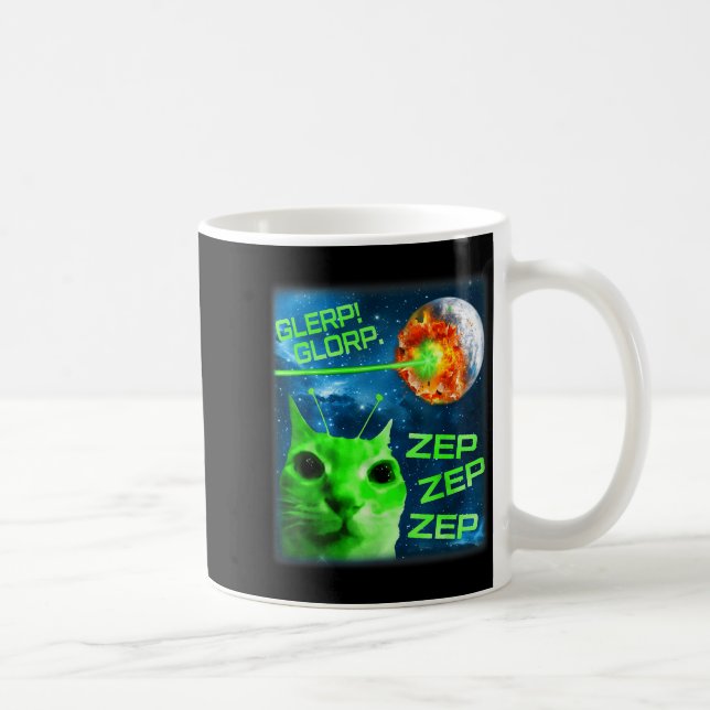 Caneca De Café Glerp Glorp Funny Alien Cat Brainrot Meme  (Direita)