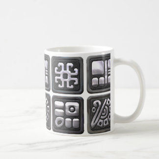 Caneca De Café Glifos Maias - Preto e Prata