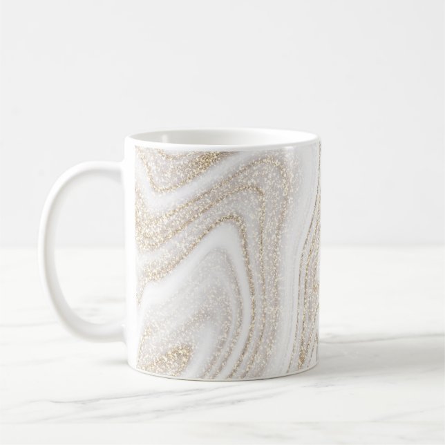 Caneca De Café Glitor de ouro branco-quic moderno (Esquerda)