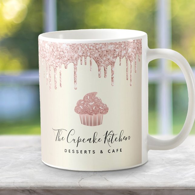 Caneca De Café Glitter cor-de-rosa Cola de Cupcakes Pastelaria Ch (Criador carregado)