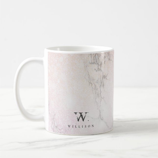 Caneca De Café Glitter de rosa de Marble Personalizado (Esquerda)