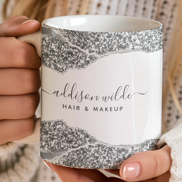 Caneca De Café Glitter Diamantes Silver Glitter Business