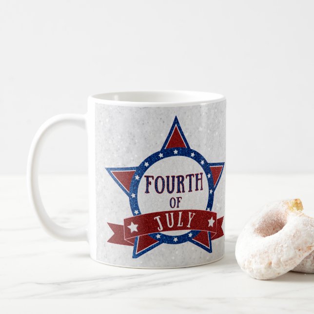 Caneca De Café Glitter do Quatro de Julho (Com Donut)