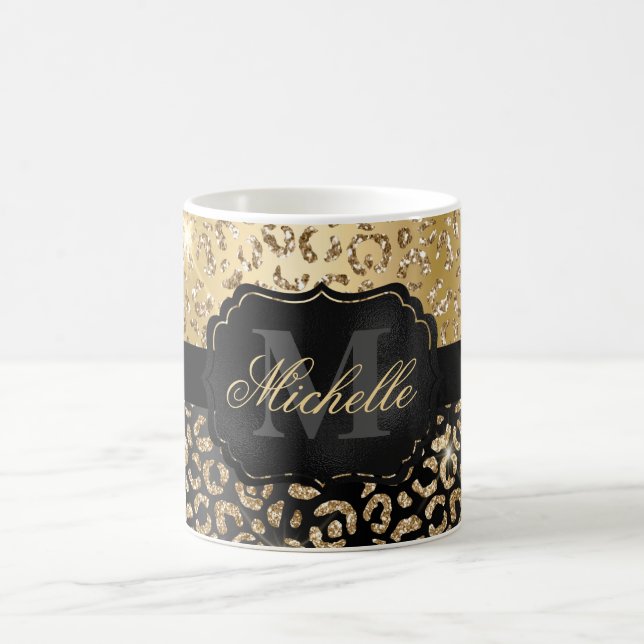 Caneca De Café Glitter Glitter Glitter Negro e Dourado Manchas-le (Centro)