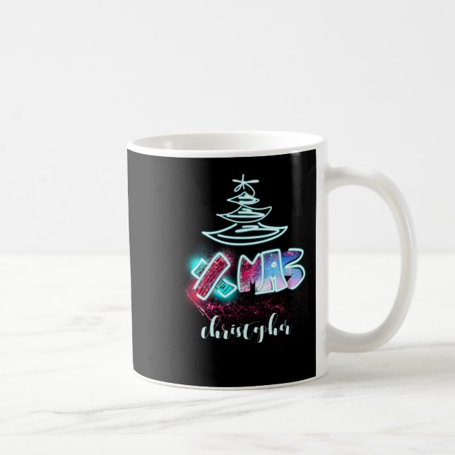 Caneca De Café Glitter Glow Tree Blue And Red Xmas Tygraphy Toddl (Direita)
