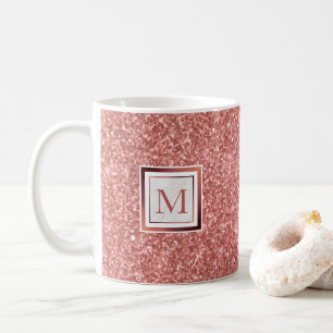 Caneca De Café Glitter Monograma Rosa Feminina