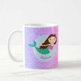 Caneca De Café Glitter Sereia Bastante Personalizado