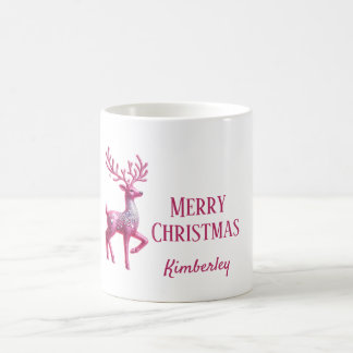 Caneca De Café Glittery Pink Veer Merry Christmas Name Mug