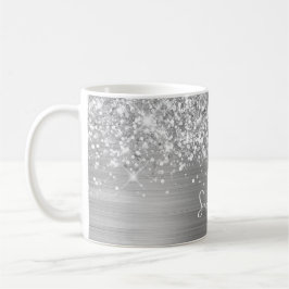 Caneca De Café Glittery Silver Glam Name