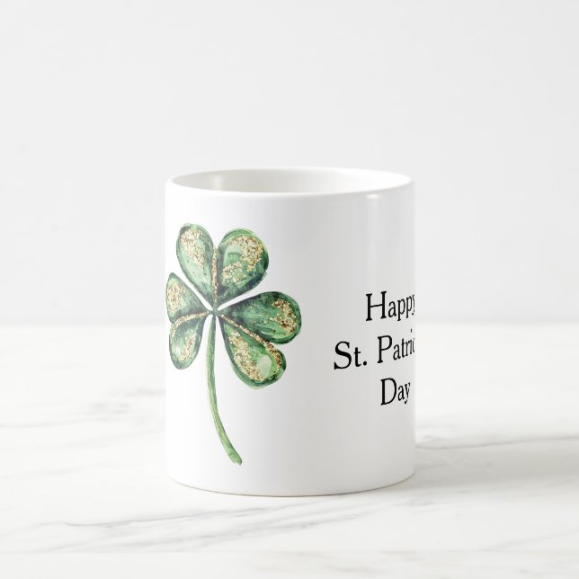 Caneca De Café Glitz de Ouro Verde Trevo Dia de São Patrício (Centro)
