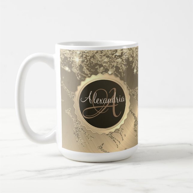 Caneca De Café Glitzy Girafas no Glitzy Dourado (Esquerda)