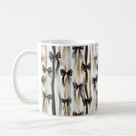 Caneca De Café Glitzy Gold Silver Black Ribbons Bows