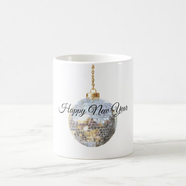 Caneca De Café Glitzy Silver New Year Ball (Centro)
