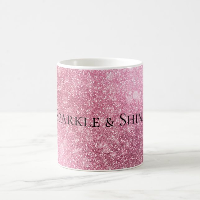 Caneca De Café Glitzy Sparkle Rosa Personalizado (Centro)